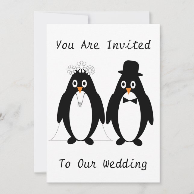 Pinguin Design Wedding Einladung (Vorderseite)