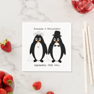 Pinguin Design Wedding Serviette
