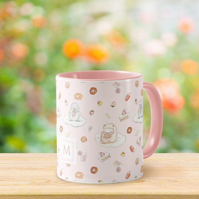 Pinguin-Desserts Pink Monogram Tasse (Von Creator hochgeladen)