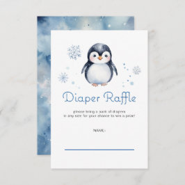 Pinguin Diaper Raffle Card - Winterthema Begleitkarte