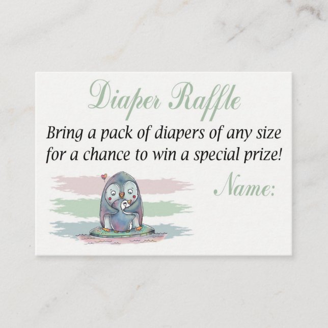 Pinguin Diaper Raffles Tickets (Vorderseite)