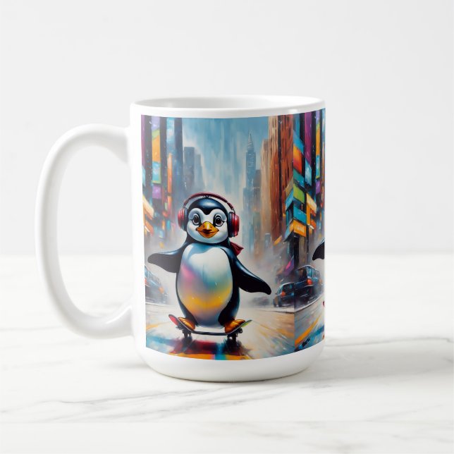 Pinguin Digital Art Malerei Cool Kaffeetasse (Links)