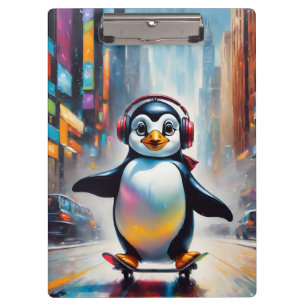 Pinguin Digital Art Malerei Cool Klemmbrett