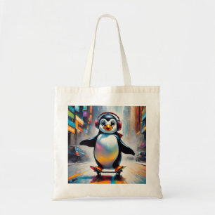 Pinguin Digital Art Malerei Cool Tragetasche