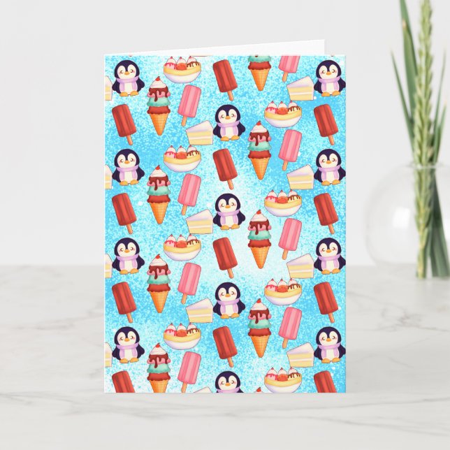 Pinguin-Eiscreme-Süßigkeiten Karte (Vorderseite)