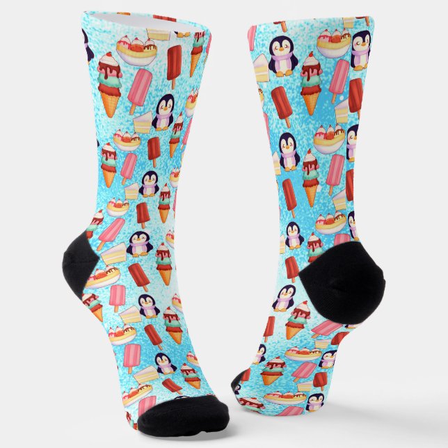 Pinguin-Eiscreme-Süßigkeiten Socken (Gewinkelt)