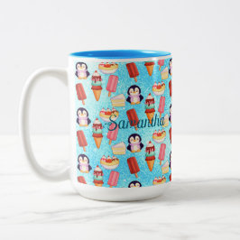 Pinguin-Eiscreme-Süßigkeiten Zweifarbige Tasse