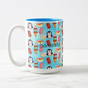 Pinguin-Eiscreme-Süßigkeiten Zweifarbige Tasse