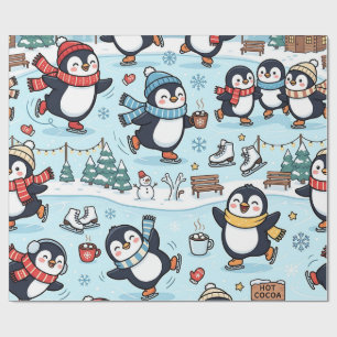 Pinguin-Eislauf-Geschenkpapier Geschenkpapier
