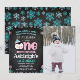 Pinguin Erstgeburt Einladung mit Foto