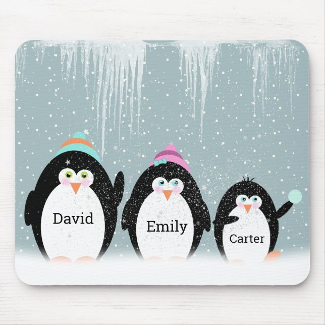Pinguin-Familie in Schneemusepad Mousepad (Vorne)