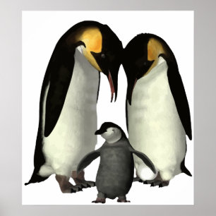 Pinguin-Familien-Plakat Poster
