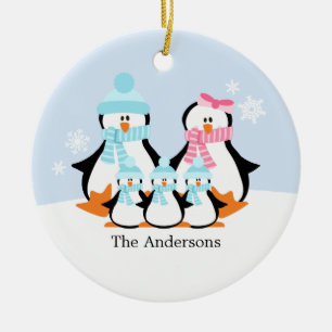 Pinguin-Familien-Verzierungen Keramikornament