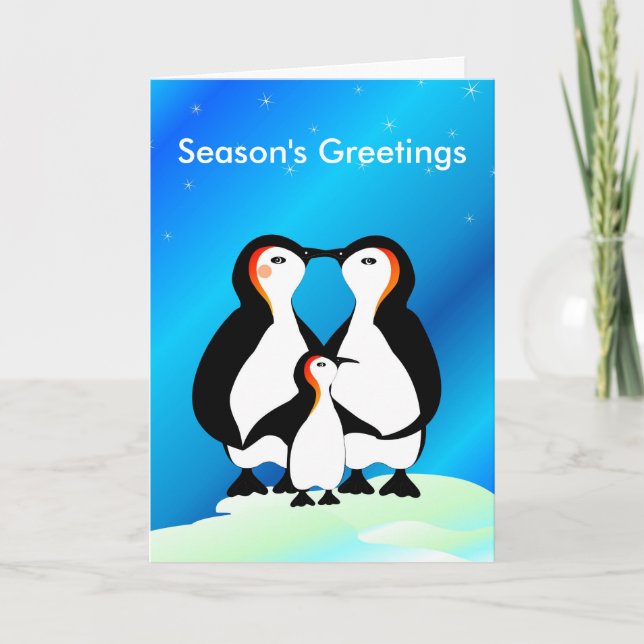 Pinguin-Familien-Weihnachtskarte Feiertagskarte (Vorderseite)