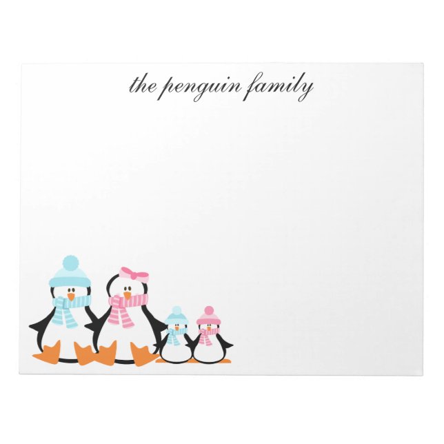 Pinguin Family Winter Custom Notepad Notizblock (Vorderseite)