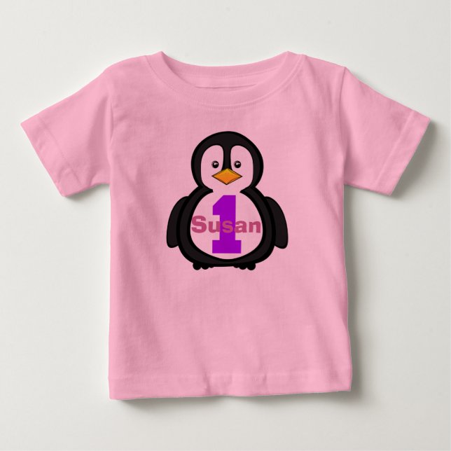 Pinguin First Birthday Girl Shirt (Vorderseite)