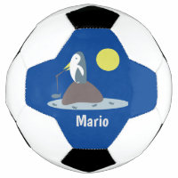 Pinguin Fishing Monogram Name Soccer Ball