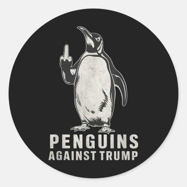 Pinguin Flippers Hoch Mittelfinger Pinguine gegen Runder Aufkleber (Vorderseite)