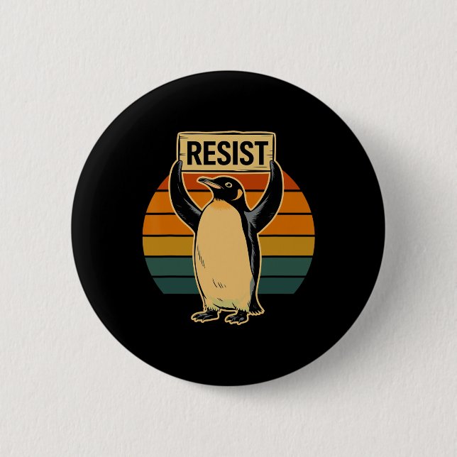 Pinguin Flippers Up widersteht lustigen Pinguinen  Button (Vorderseite)