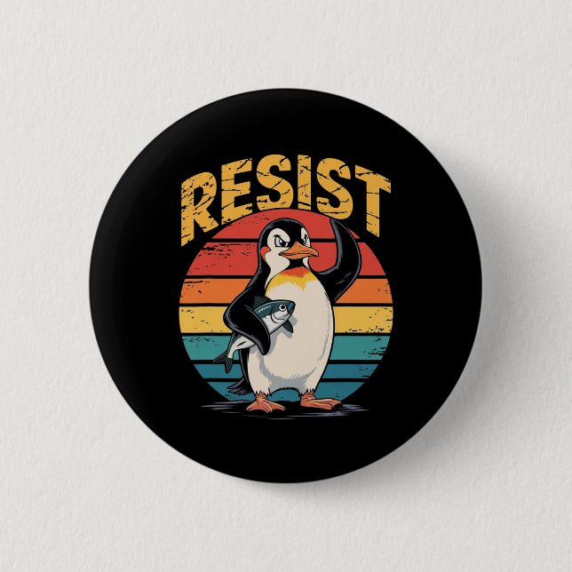 Pinguin Flippers Up widersteht lustigen Pinguinen  Button (Vorderseite)