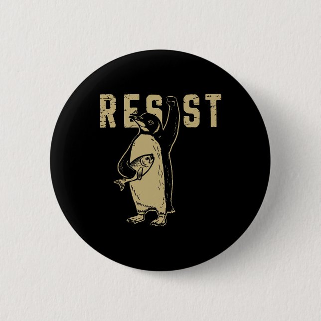 Pinguin Flippers Up widersteht lustigen Pinguinen  Button (Vorderseite)