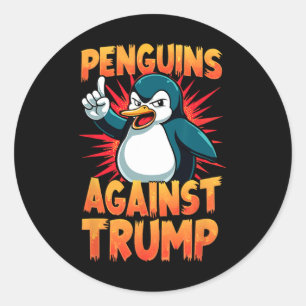 Pinguin Flippers Up widersteht lustigen Pinguinen Runder Aufkleber