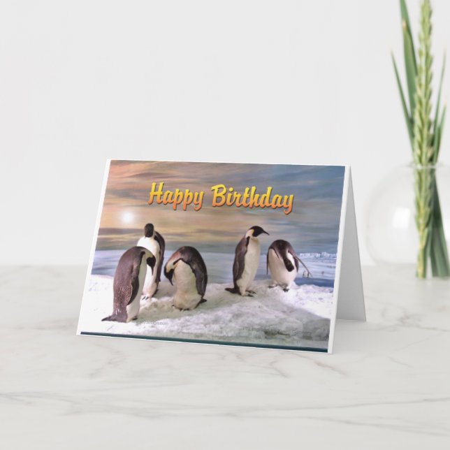 Pinguin Foto Happy Birthday Card Karte (Vorderseite)