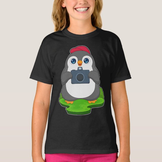 Pinguin-Fotograf-Kamera T-Shirt (Vorderseite)