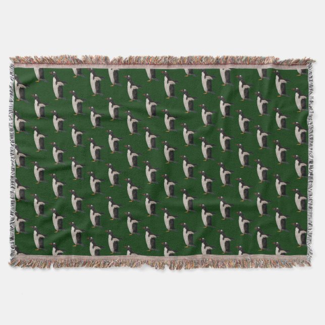 Pinguin Frenzy Throw Blanket (dunkelgrün) Decke (Vorderseite)
