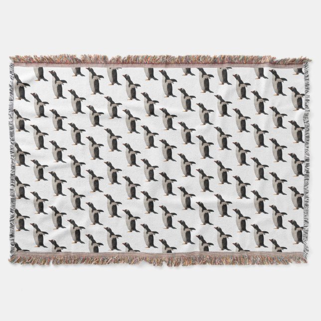 Pinguin Frenzy Throw Blanket (Farbe auswählen) Decke (Vorderseite)