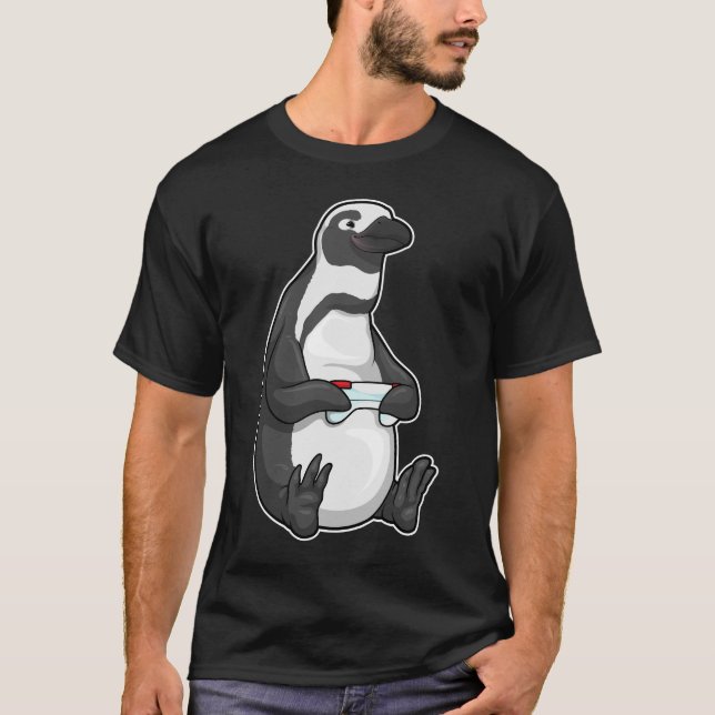 Pinguin Gamer Controller T-Shirt (Vorderseite)