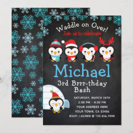 Pinguin-Geburtstags-Einladung Einladung