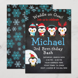 Pinguin-Geburtstags-Einladung Einladung