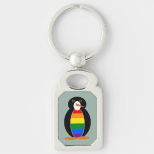 Pinguin gekleidet in der Regenbogenflagge der Gay Schlüsselanhänger