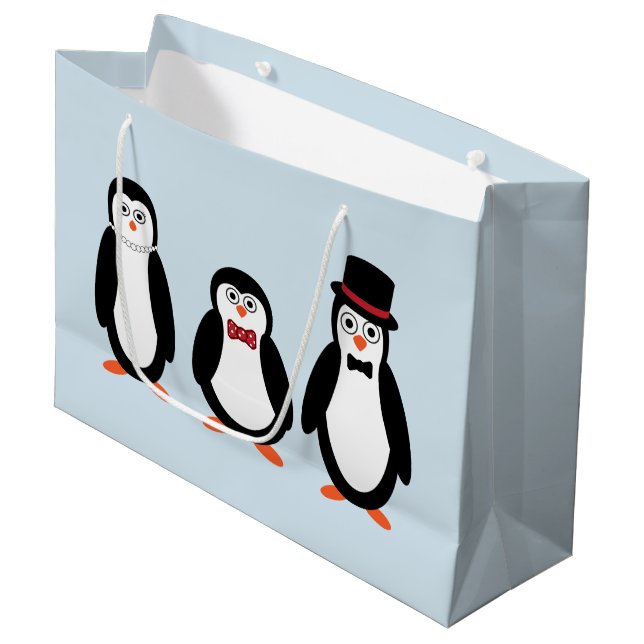 Pinguin-Geschenk-Tasche Große Geschenktüte (Vorderseite Schrägansicht)