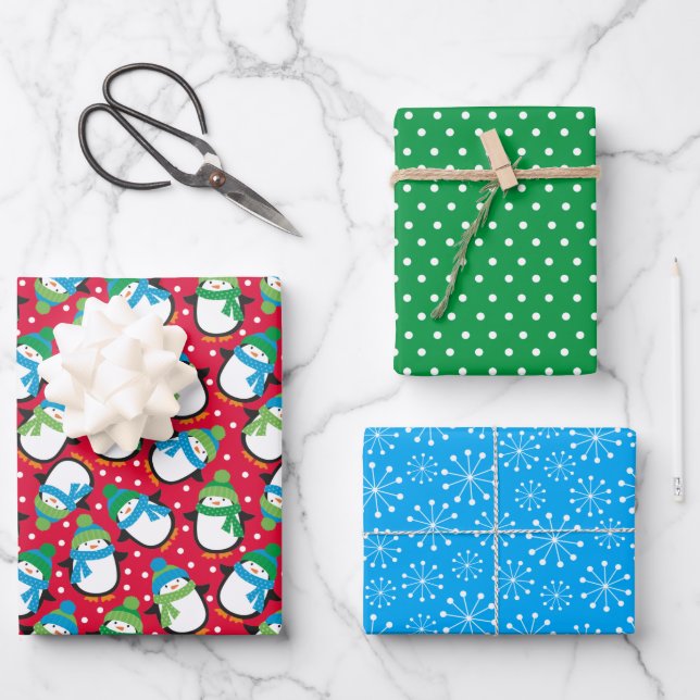 Pinguin Geschenkpapier Set (Vorderseite)
