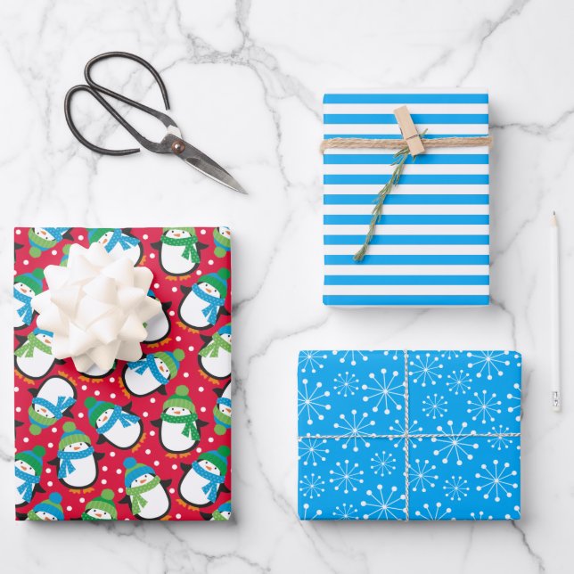 Pinguin Geschenkpapier Set (Vorderseite)