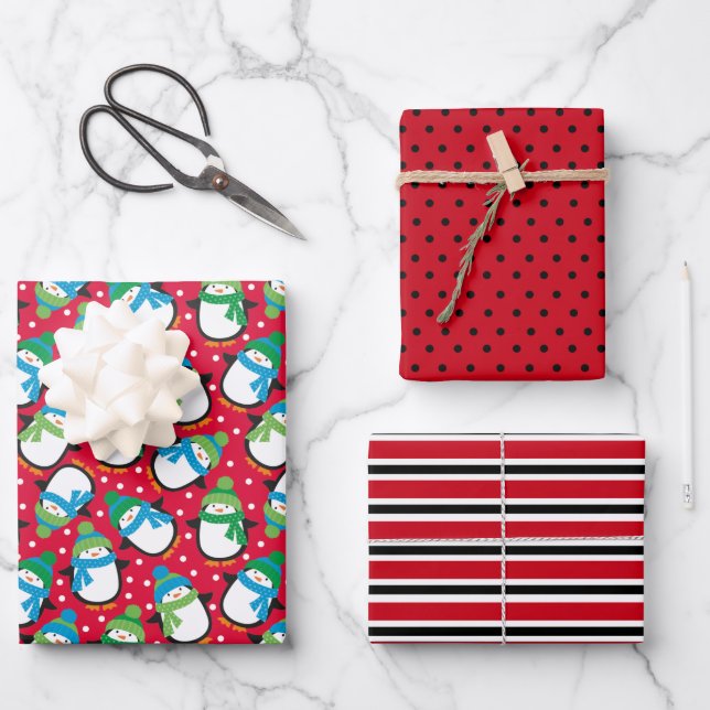 Pinguin Geschenkpapier Set (Vorderseite)