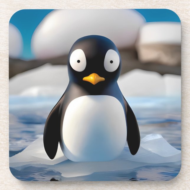 Pinguin Getränkeuntersetzer (Vorderseite)