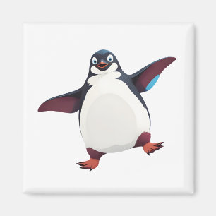 Pinguin glücklich spielerischer Spaß beim Springen Magnet