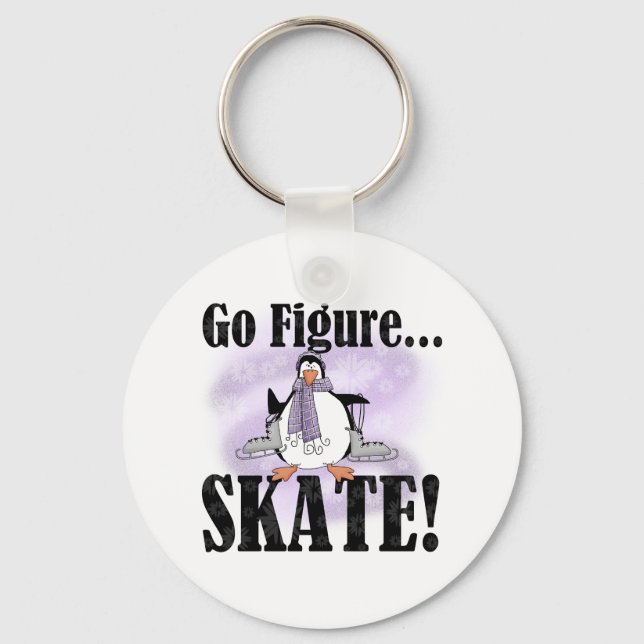 Pinguin Go Abbildung Skate Schlüsselanhänger (Vorderseite)