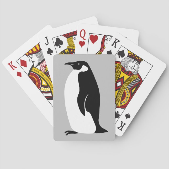 Pinguin Grau Schwarz-weiß Spielkarten (Rückseite)
