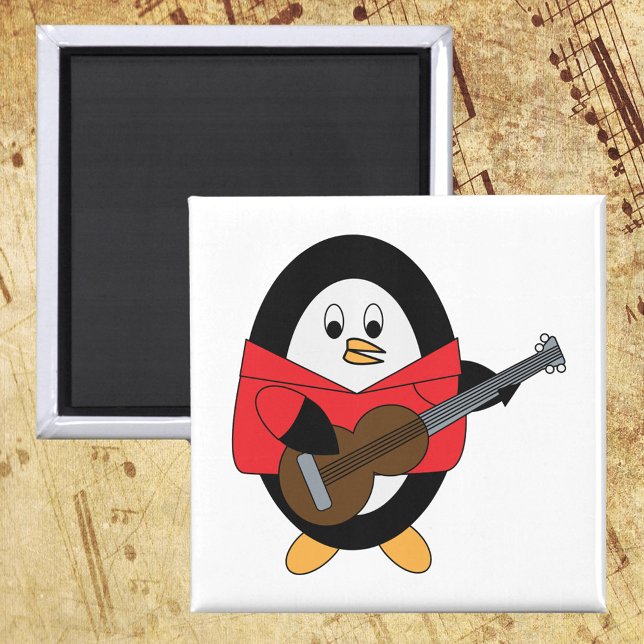 Pinguin Guitar Player Magnet (A magnet with a cute guitar playing penguin.)