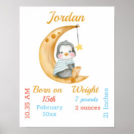 Pinguin Half Moon Baby Stats Poster