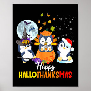 Pinguin Halloween Frohe Weihnachten HalloDankeschö Poster