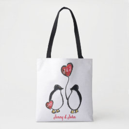 Pinguin & Herz Hochzeit/Jubiläum Tasche