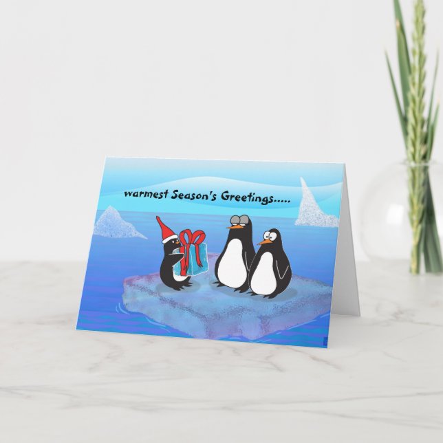 Pinguin, herzlichste Grüße der Saison..... Feiertagskarte (Vorderseite)