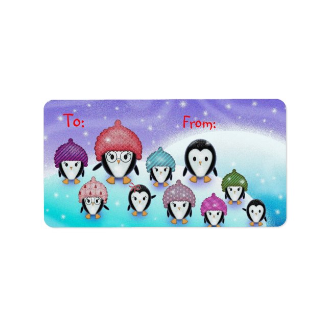 Pinguin Holiday-Geschenketiketten Adressaufkleber (Vorne)