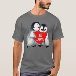 Pinguin Hug Herz personalisieren Text Herz-Baumwol T-Shirt