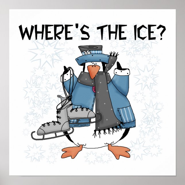 Pinguin Ice Skaten Tshirts und Geschenke Poster (Vorne)